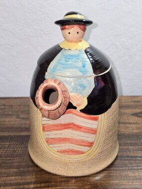Vintage Folk Craft By Shafford Hand-Painted Ceramic Lady Teapot Japan 1986